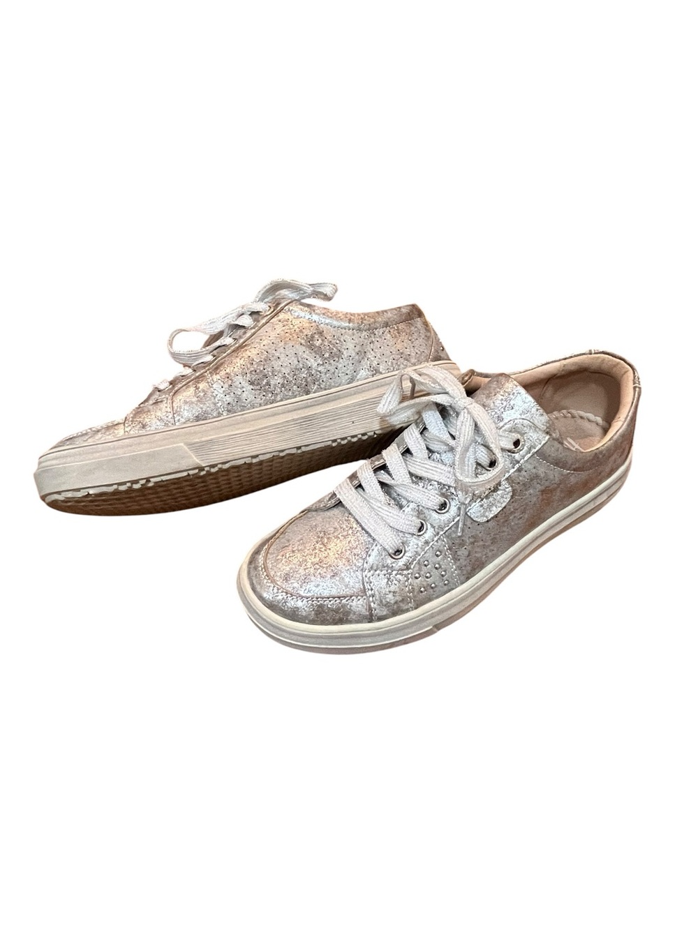 Hey Girl Silver Sneakers Metallic Corkys Low-Tops Studded - Picture 3 of 9